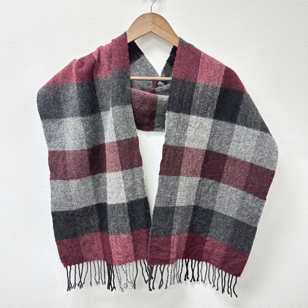 Unbranded Plaid Wool Tassel‎ Scarf 11.5" x 66"